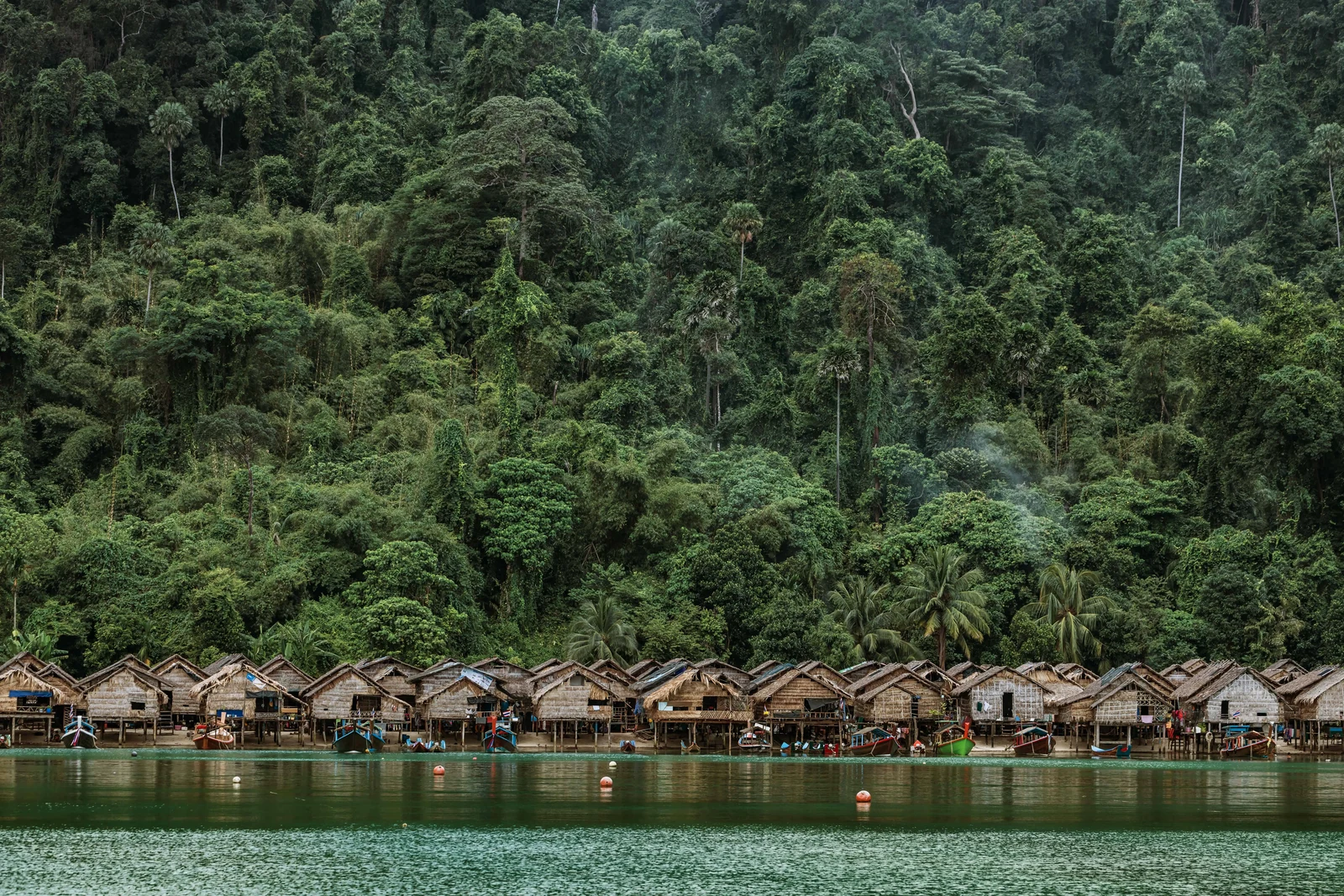 Traditional Moken village beside the water in the Surin Islands